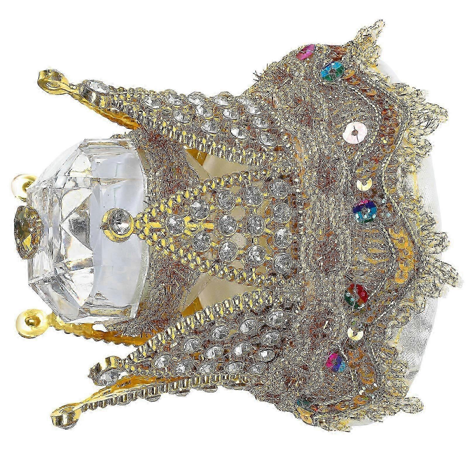 Golden Engagement Ring Box Crown Ring Holder for Wedding