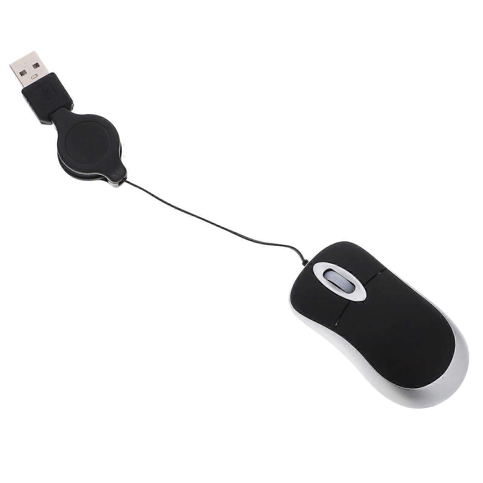 Creative USB Wired Mouse Mini Telescopic Mouse Computer Notebook Mouse Portable Mouse (Black)
