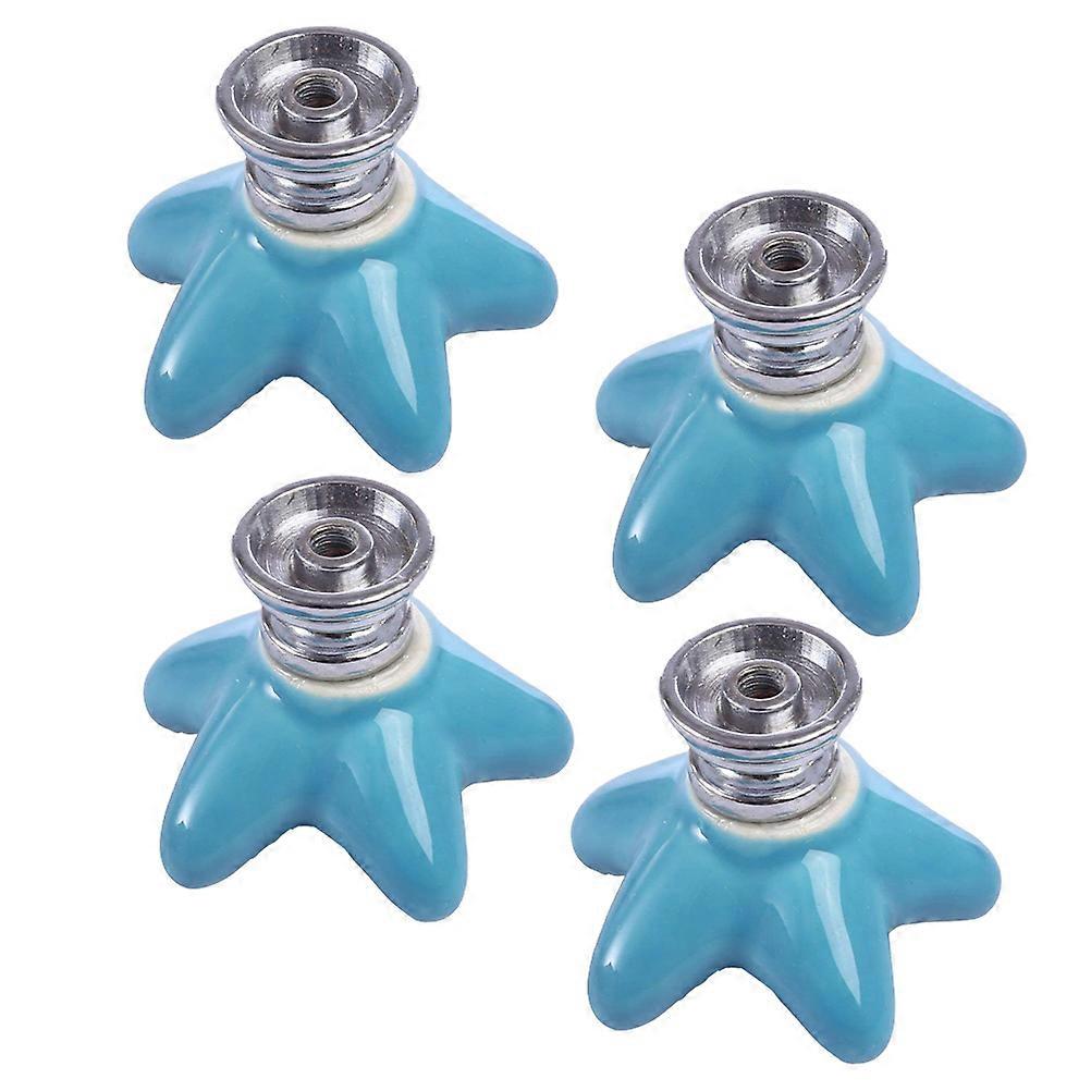 4PCS Sea Star Shaped Knobs Handle Drawer Knobs Ceramic Door Handle Knob