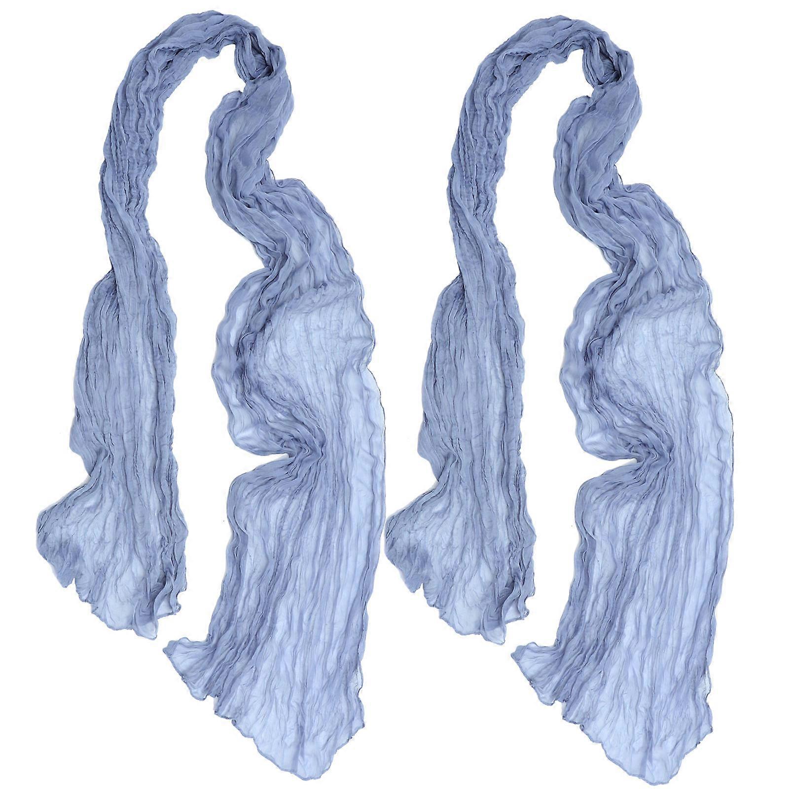 Polyester Table Runner for Dining Table 8Pcs Blue Rustic Gauze Cloth