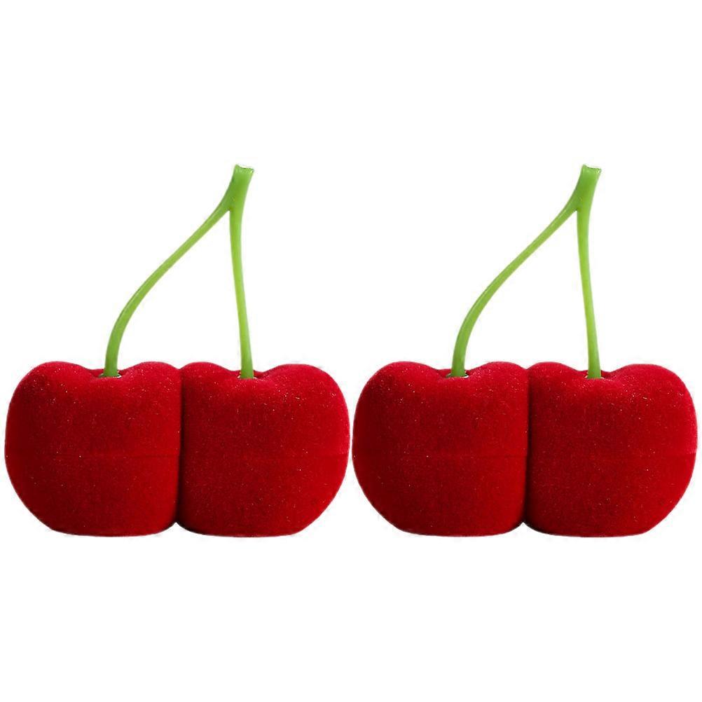 Wedding Ring Box Cherry Shaped Earring Box for Storage Use 2Pcs Red