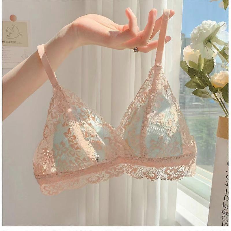Pastel Lace Wireless Bra with Adjustable Thin Straps