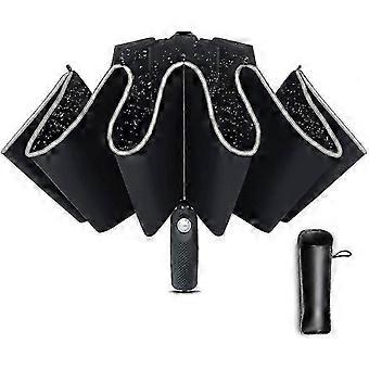 12 Ribs Inverted Umbrella Windproof Travel Umbrella Reverse Folding Umbrella With Reflection