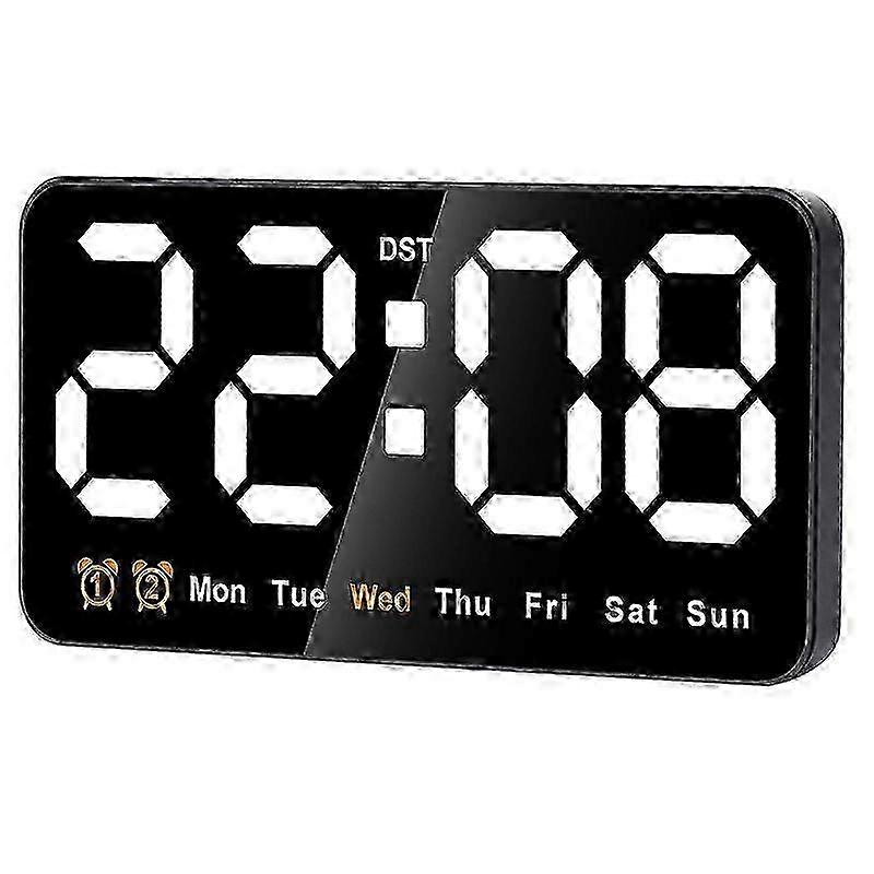 9-Inch White LED Digital Wall Clock with Large Display