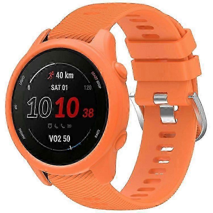 For Forerunner 255/forerunner 265 Cross-texture Silicone With Watch Case  Orange