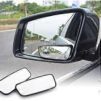 (Pack of 2) Rectangle Blind Spot Mirror, 360 Degree HD Glass and ABS Housing Convex Wide Angle Rearview Mirror for Universal Car Fit