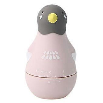 Cute Cartoon Parrot Shaped Kitchen Timer 60 Minutes Mechanical Wind-up Time Reminder Manual Countdown Studying Bell