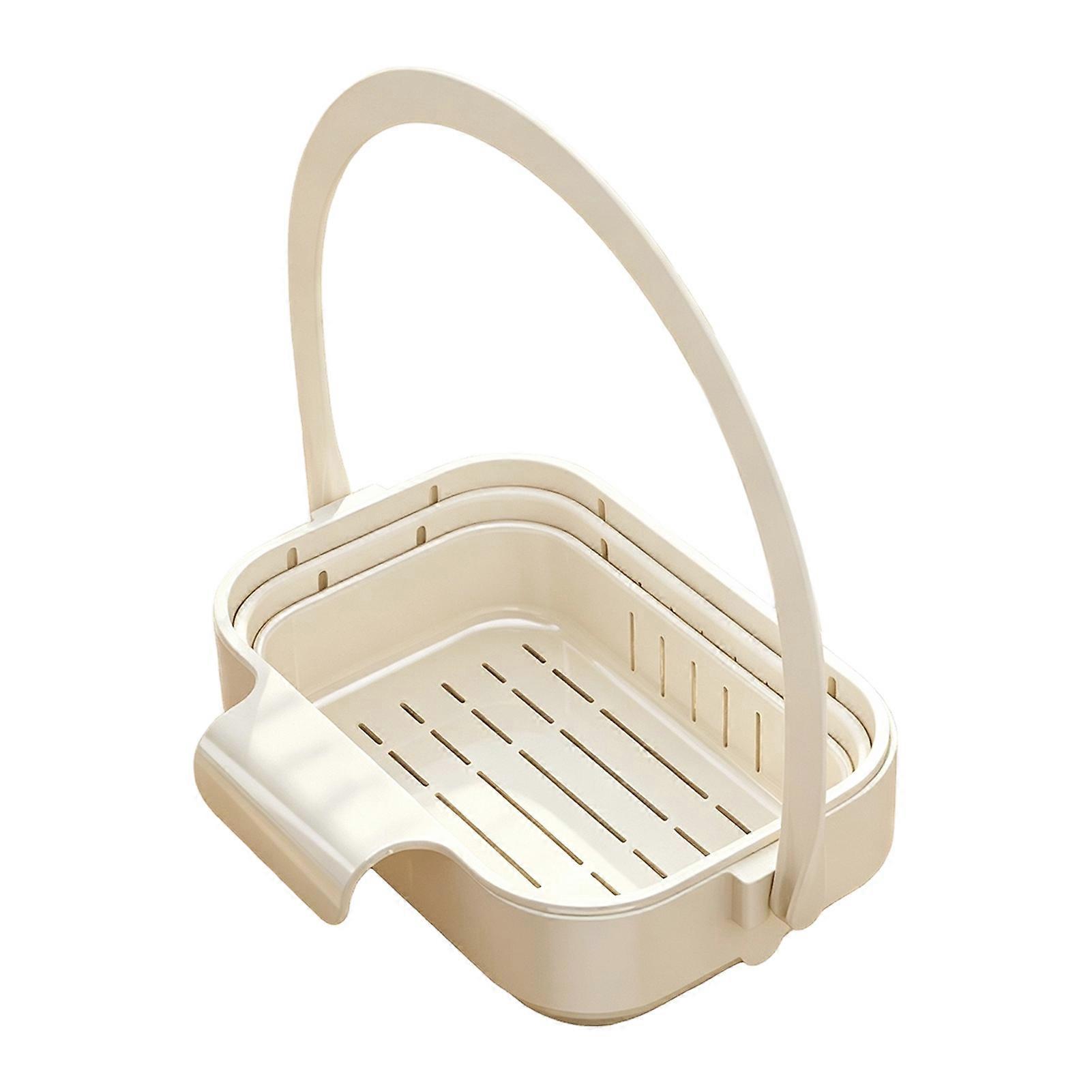 Hanging Foldable Kitchen Colander - Space Saving Drain Basket - Multi-Use Fruit Vegetable Strainer