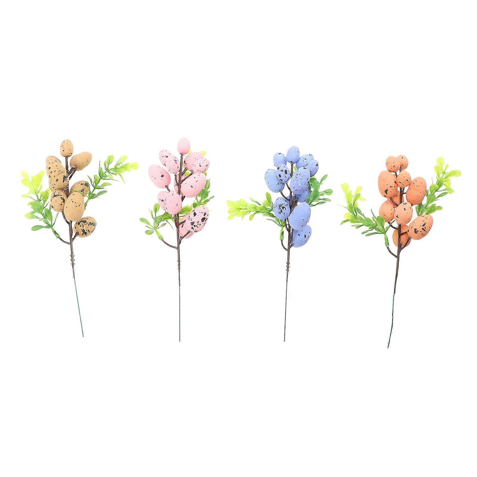 4pcs Easter Eggs Branches Easter Garden Yard Decors Fake Easter Egg Props