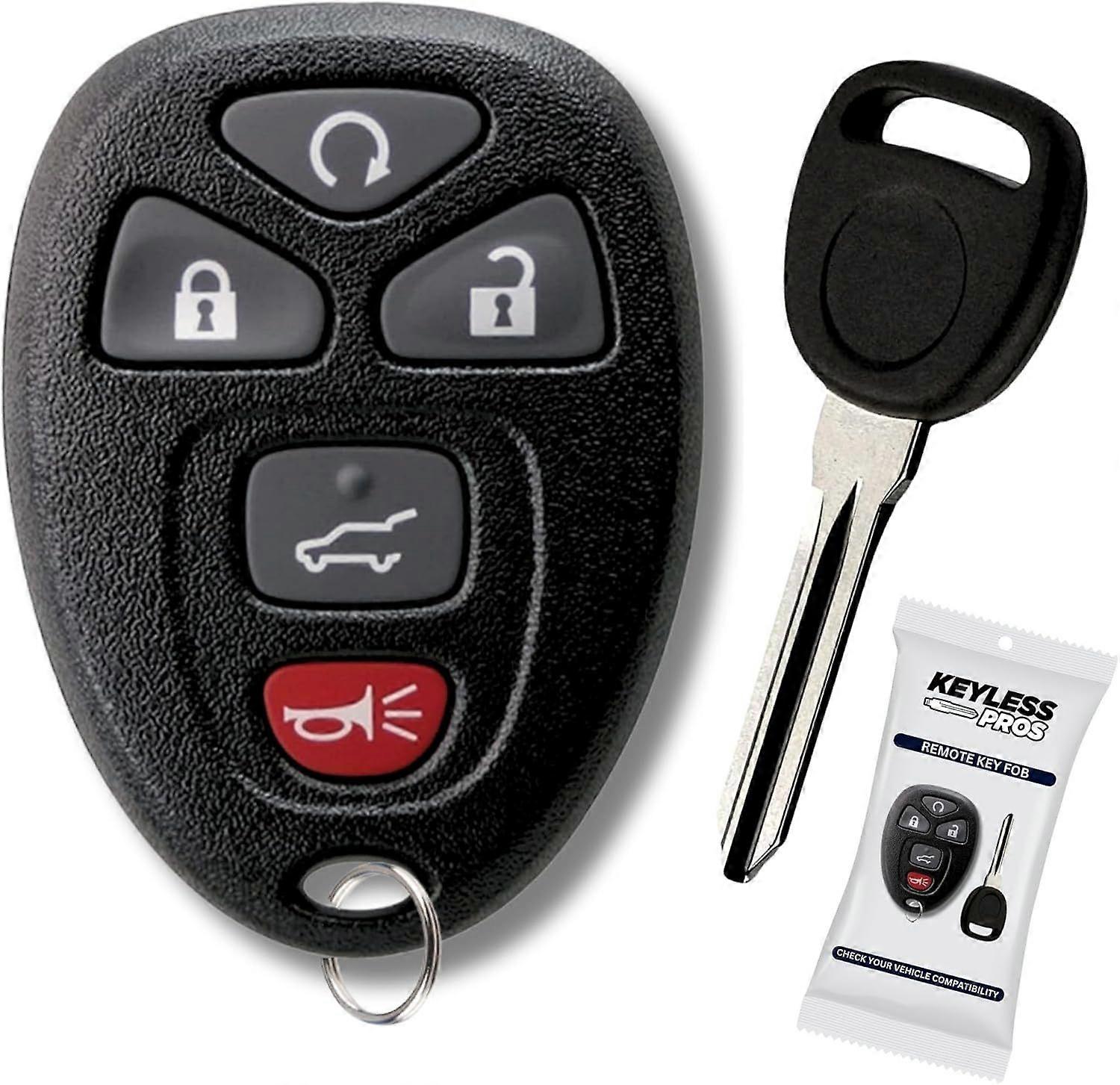 5-Button Keyless Entry Remote Key Fob Replacement with Ignition Key, fits Chevy