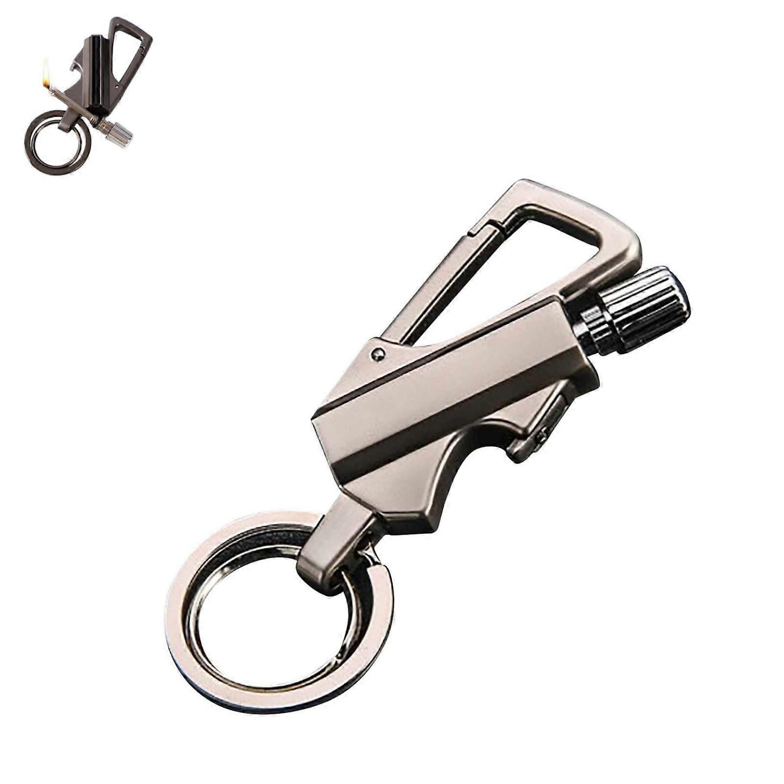 Permanent Match Waterproof Reusable Flint Fire Starter Multitool Keychain Bottle Opener Silver