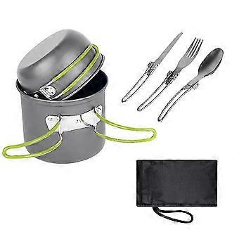 Outdoor Camping Pot Set, Made of Hard Aluminum Material, Portable, 1-2 Person Picnic Folding Stove Cookware Set
