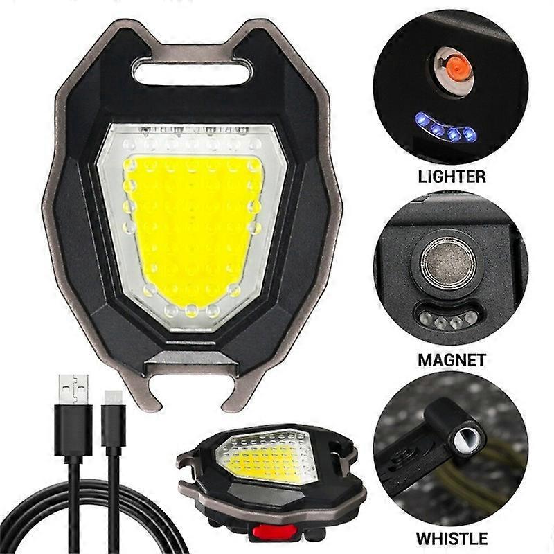 Multi-Function Mini Keychain Flashlight LED Torch Work Lamp Cigarette Lighter_2026