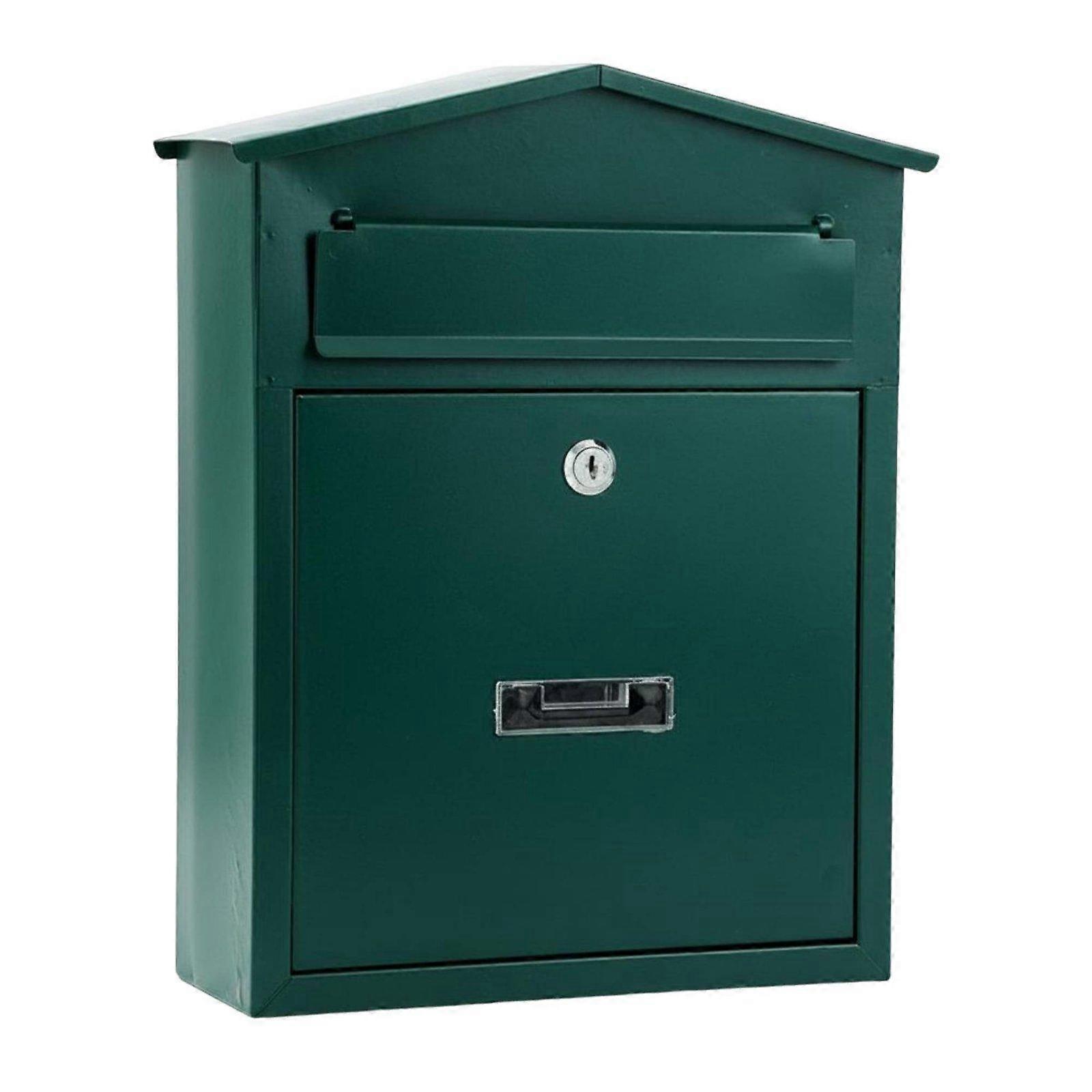 Surface-Mounted Mailbox Metal Lockable Mail Box Rainproof Spacious Mailbox Box