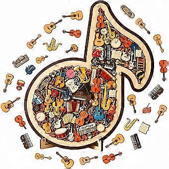 Puzzle a forma di nota musicale - Decorazione 3D in legno a forma di nota musicale con supporto | Regalo artistico unico per la scrivania - xxy