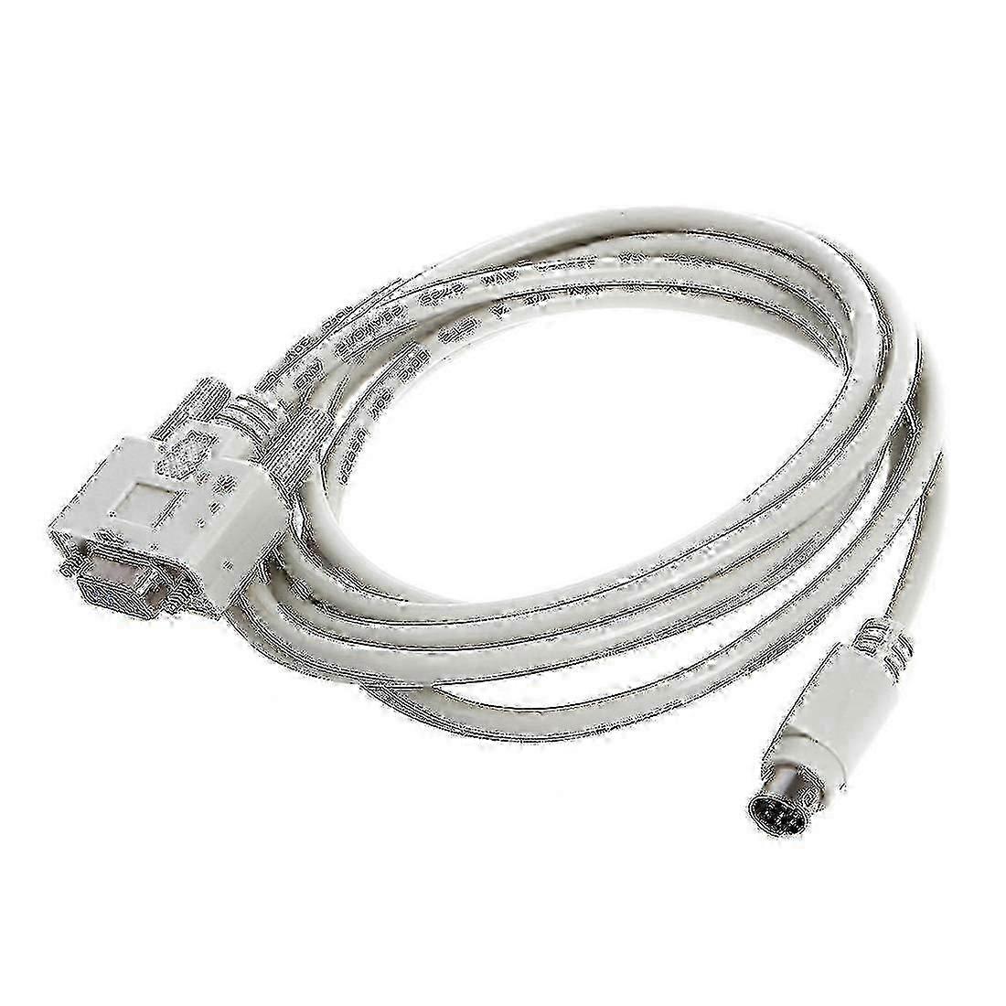 RS232 Programming Cable for PLC, DB9P to 8P Mini Din, 8.2ft