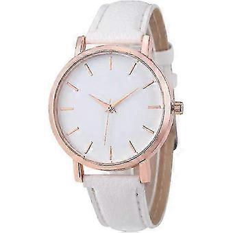 Watch Analogue Quartz Simple Dial Watch With Leather Armband Wrist Stylish Adjustable Wristwatch White 1pc 25-26s