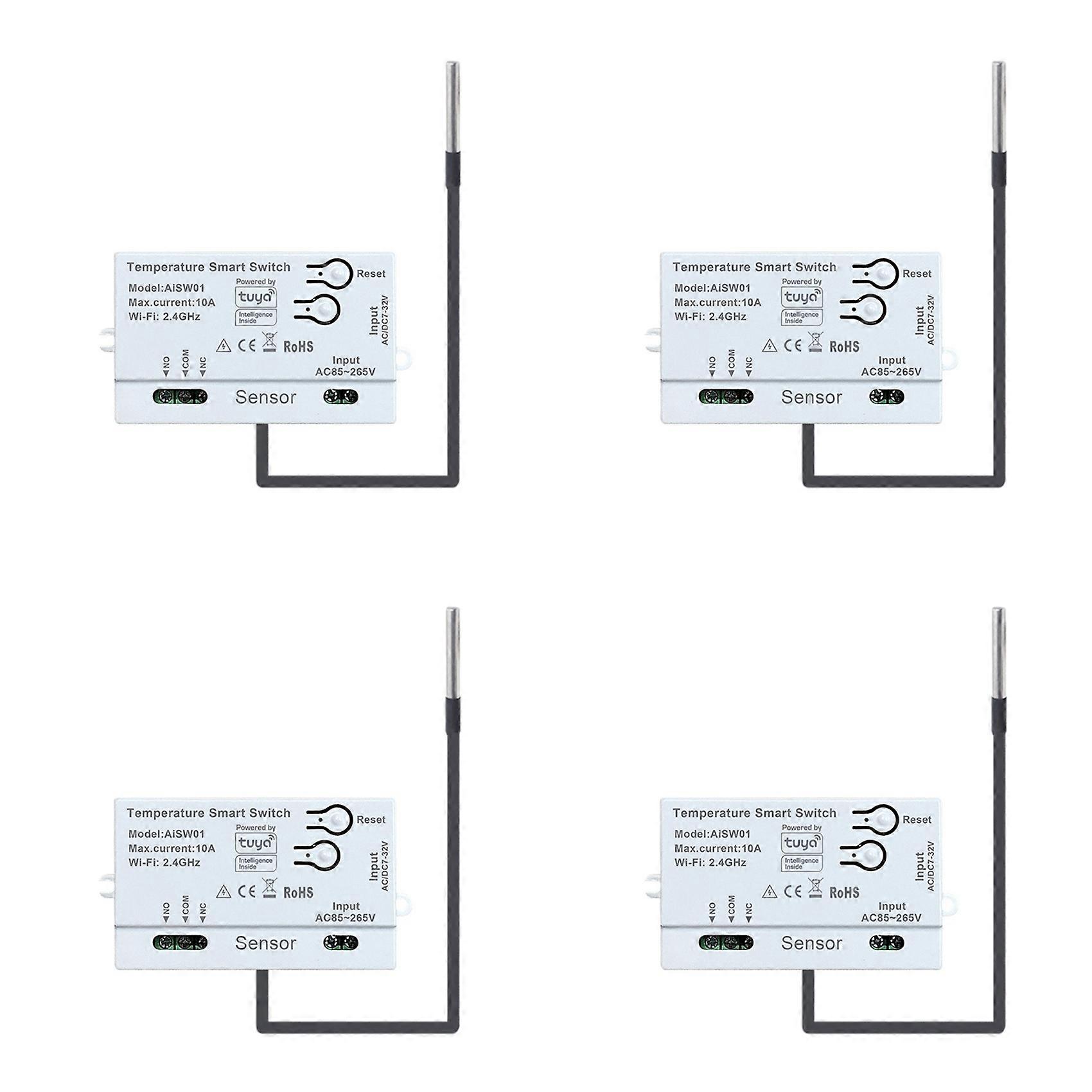 4X Tuya WiFi Temperature Switch Sensor 2.4G WiFi Temperature Switch Sensor Smart Switch with 1M Temperature Probe