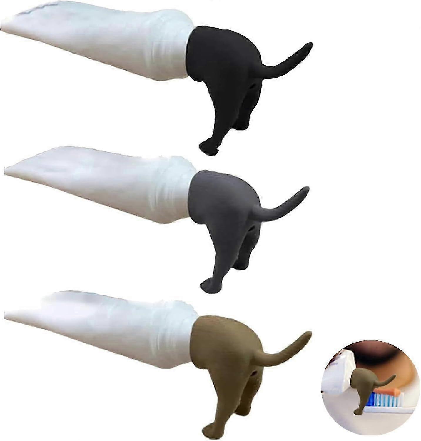Pooping Dog Butt Toothpaste Topper - 3pcs Dog Pooping Toothpaste Cap, Funny Toothpaste Dispenser