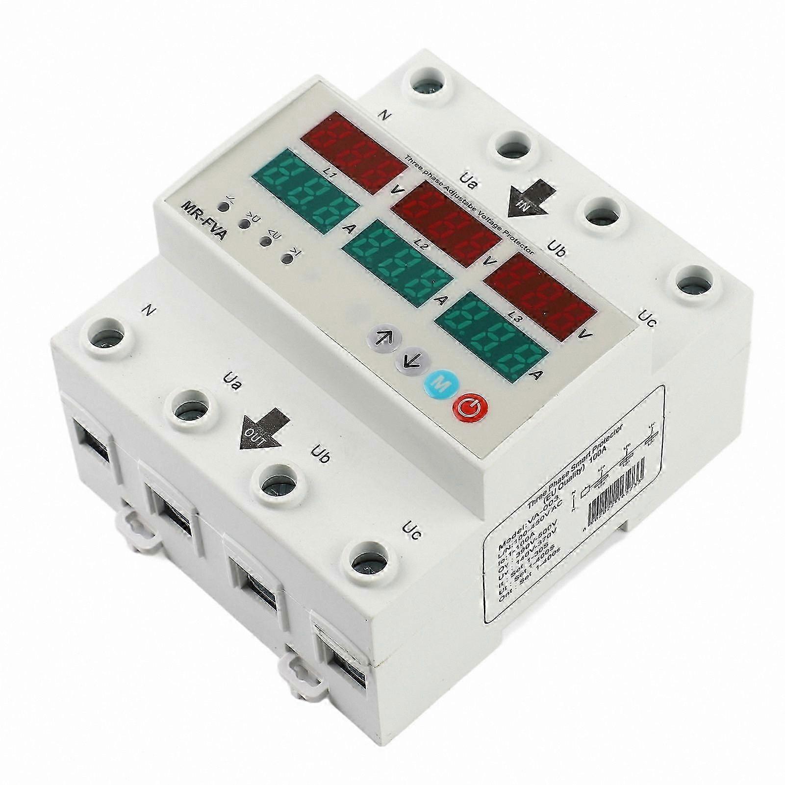 Voltage Protector for Home Use, 3-Phase Adjustable 220V Over and Under Protection with Self-Resetting Function