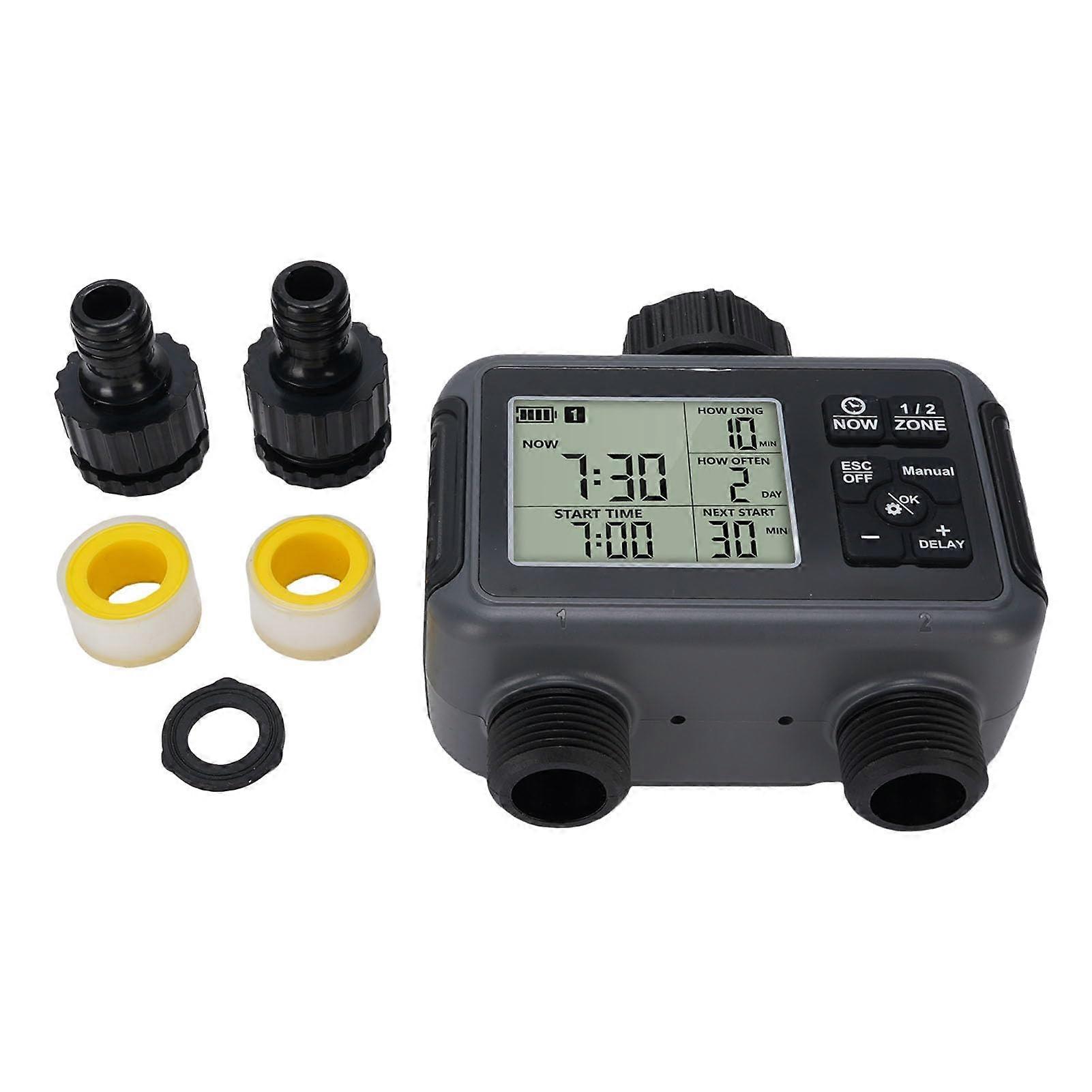 Smart Water Timer Dual Zone Programmable Hose Timer with Rainproof Durable Design and Automatic Water Scheduling