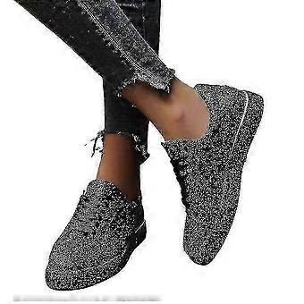 Zapatillas deportivas planas con cordones y purpurina para mujer, estilo casual y para correr.