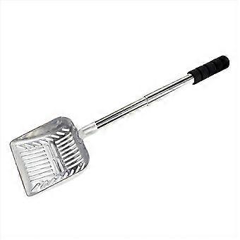 Pala retráctil para arenero de gatos, herramienta de limpieza para mascotas, utensilios para mascotas, pala grande de metal con malla para arenero de gatos - JNNJV.