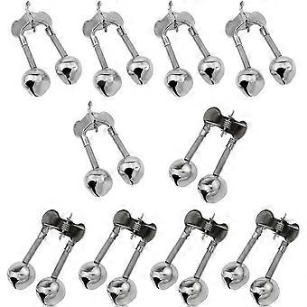 Stainless Steel Double Bell Fishing Rod Alarm, Bite Indicator for Sea, Night, Lake Fishing - 10pcs