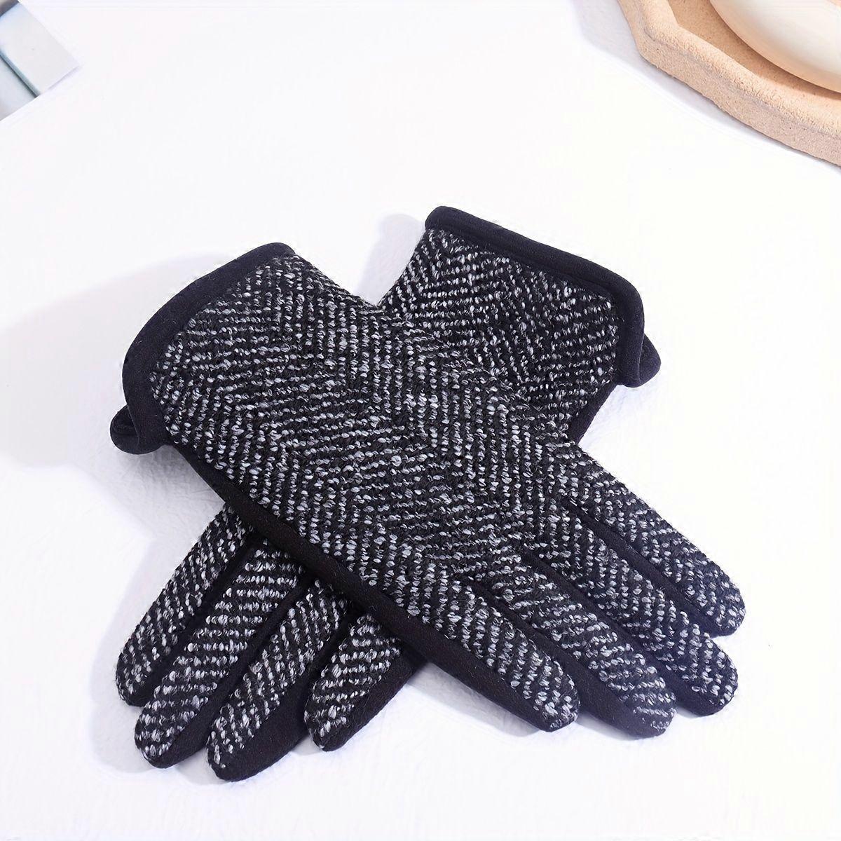 Color Block Touchscreen Gloves, Windproof Warm Split Finger Design with Side Opening, Hand Washable Polyester for Winter