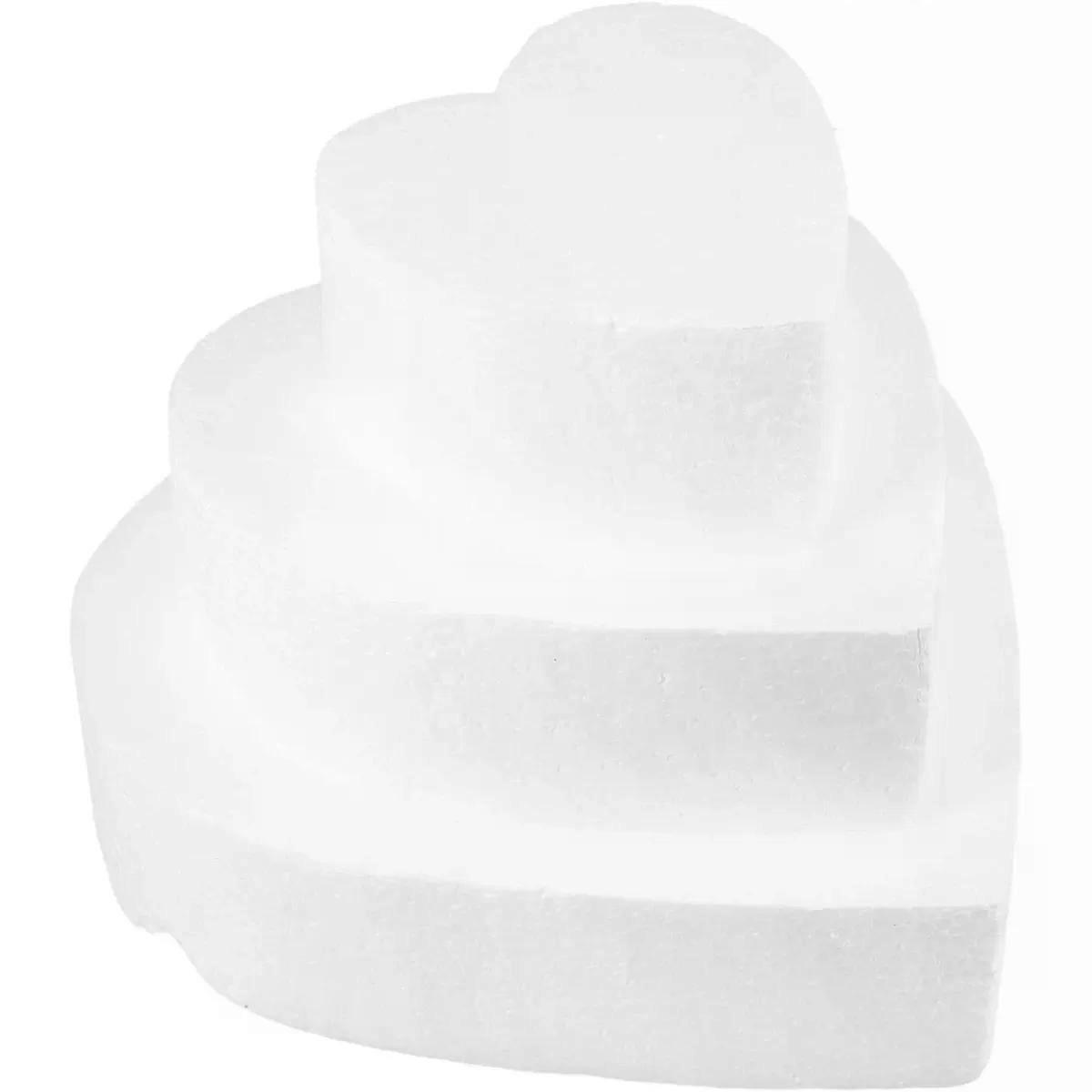 Cake Heart Shaped Foam Cake Model, 3pcs White