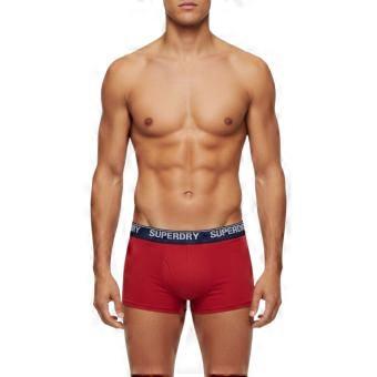SUPERDRY Mens Boxer Trunks Single Pack Orange Red Soft Cotton Stretch Underwear