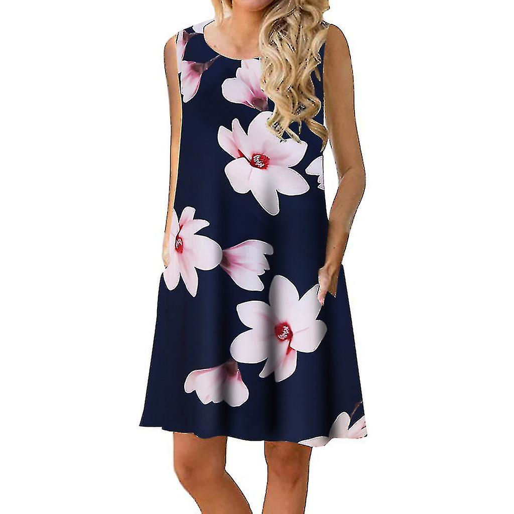 Robe rose florale sans manches
