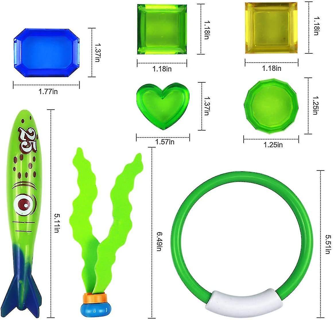 19pcs Underwater Diving Pool Toys Kit, Diving Torpedo Bandits, Diving Rings
