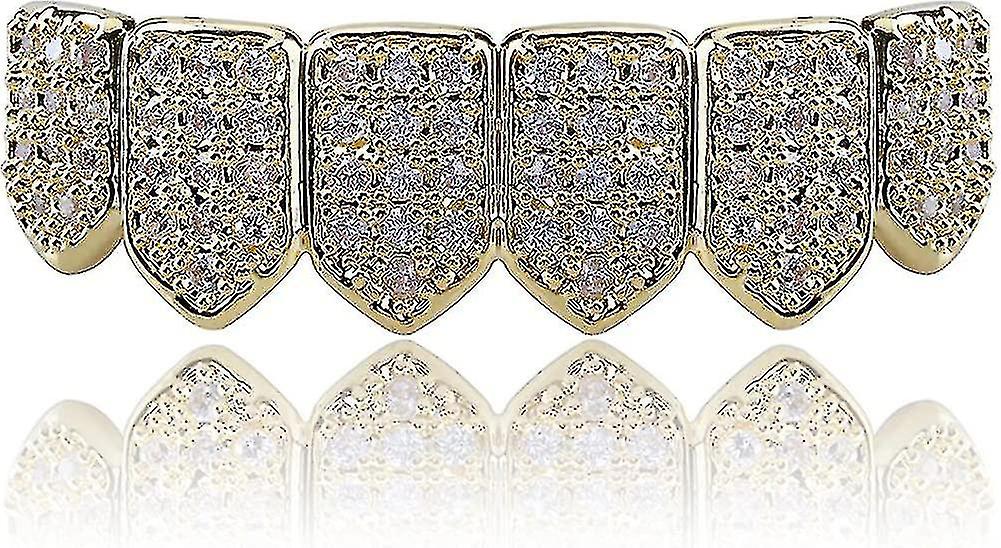 18kゴールドメッキマクロパヴェCzアイスアウトグリルモールディングバーが含まれています