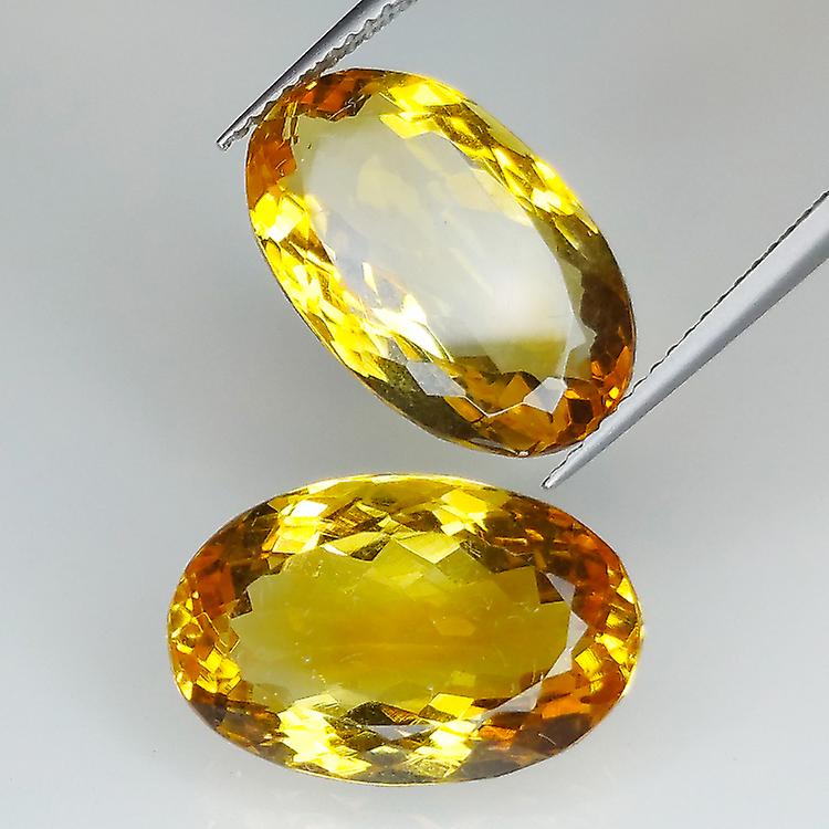 Pair 19.47ct Citrine Oval Cut 17x 11mm awo28