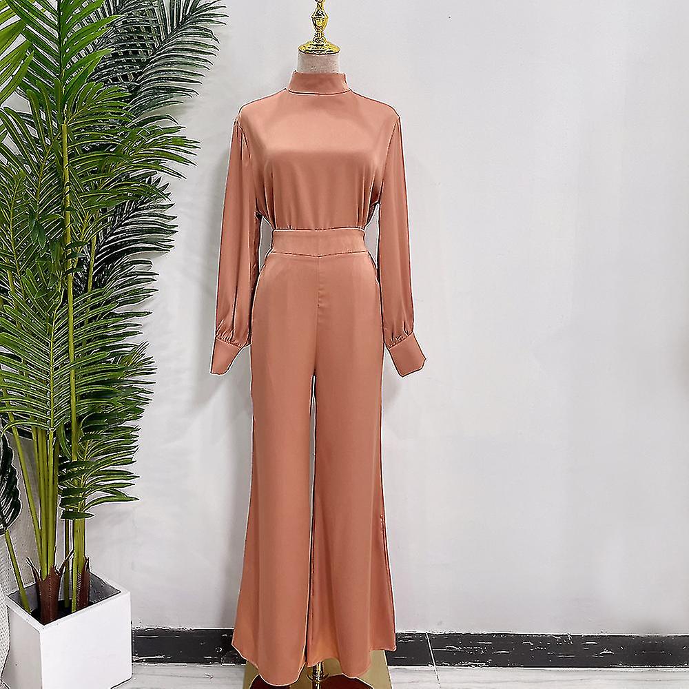 Satin Turkey Dresses Two Pieces Trousers And Top Solid Color Elegant Pants  And Blouse Set Lady Muslim Woman Set Ramadan Eid | Fruugo NO