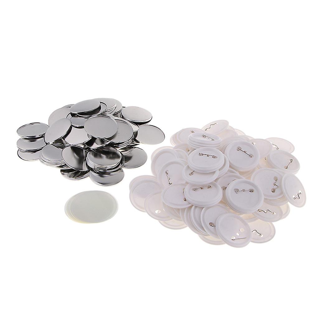 100 Sets Button Parts for Badge Maker Machine Clip Pin Top/Bottom Cover