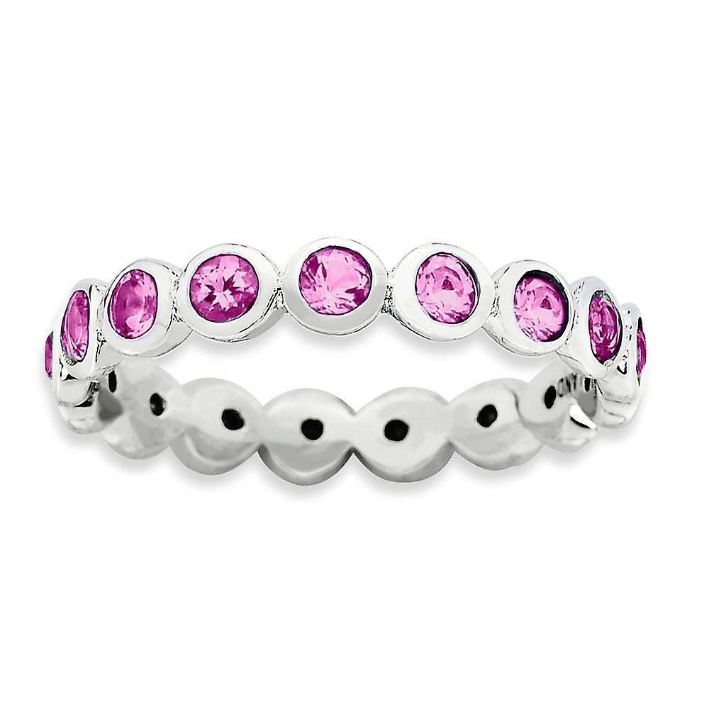 3.5mm 925 Sterling Silver Bezel Polished Stackable October Crystal Ring-Stackable-Ring for Women - Ring Size: 5 to 10