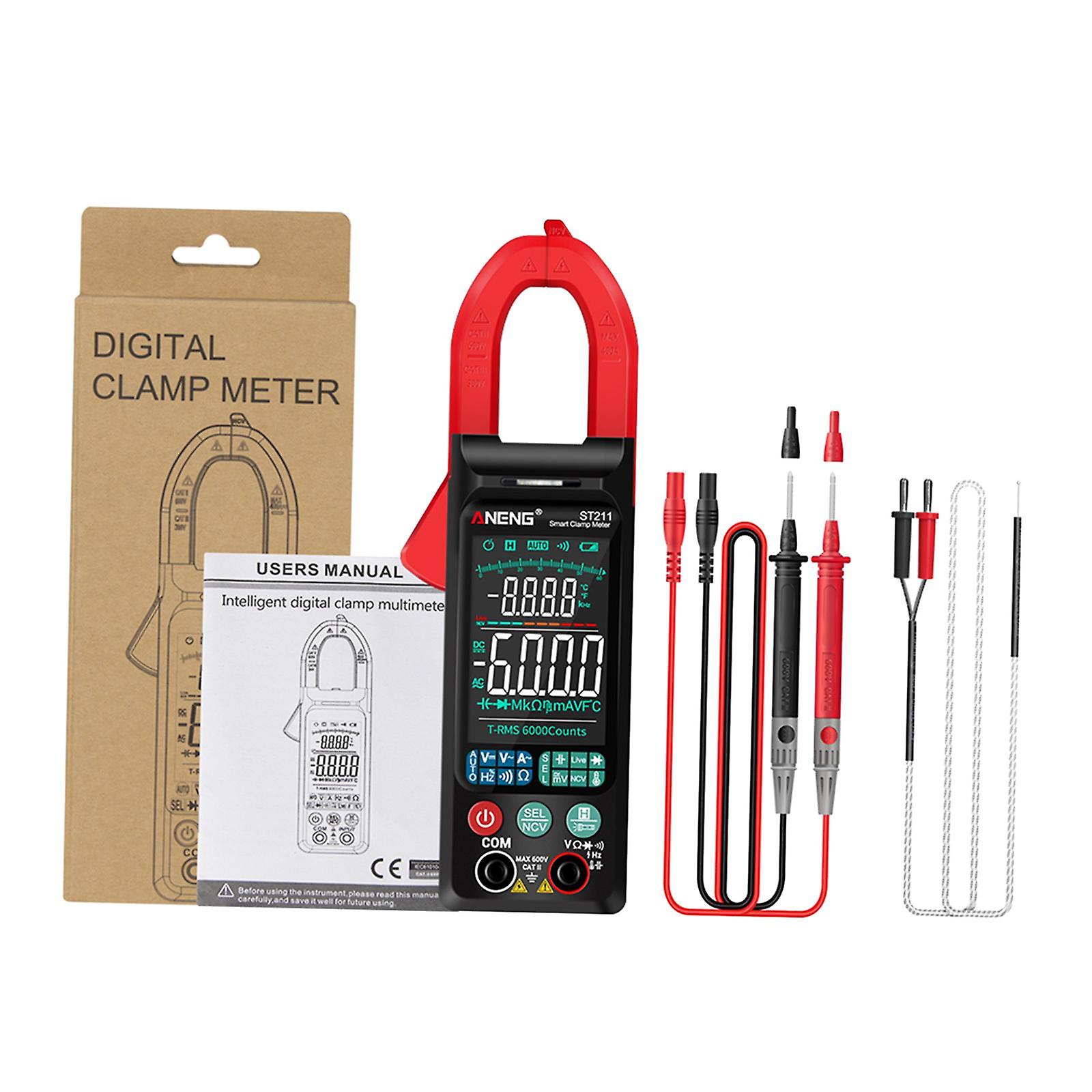 ST211 Digital Clamp Meter Tester AC / DC Voltage Current 6000 Counts Red