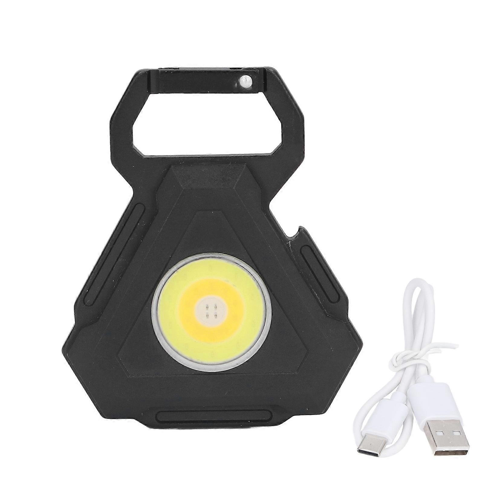 Lampe de poche porte-clés COB, petite lampe de poche à 7 modes d'éclairage, chargement USB, avec support pliable, décapsuleur et base magnétique