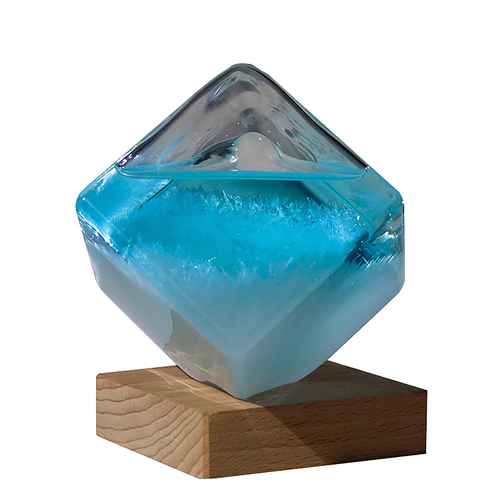 Light Weather Storm Cube With Base Weather Forecast Crystal Storm Glass Water-Cube Glass Desktop Decor Large