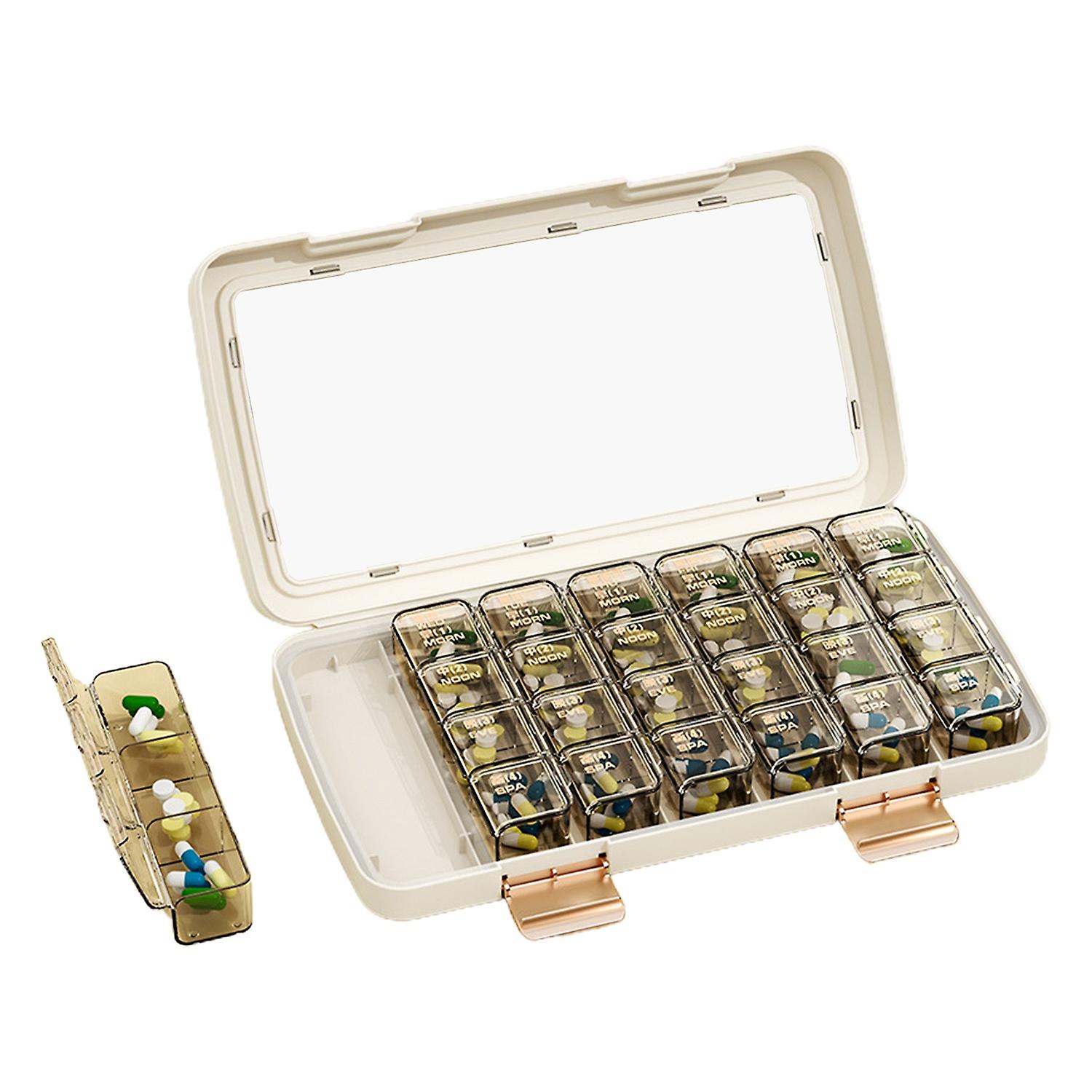 Pill Box Large Capacity Dust-Proof Sealed Date Marker Transparent Weekly Pill Organizer Box Househol