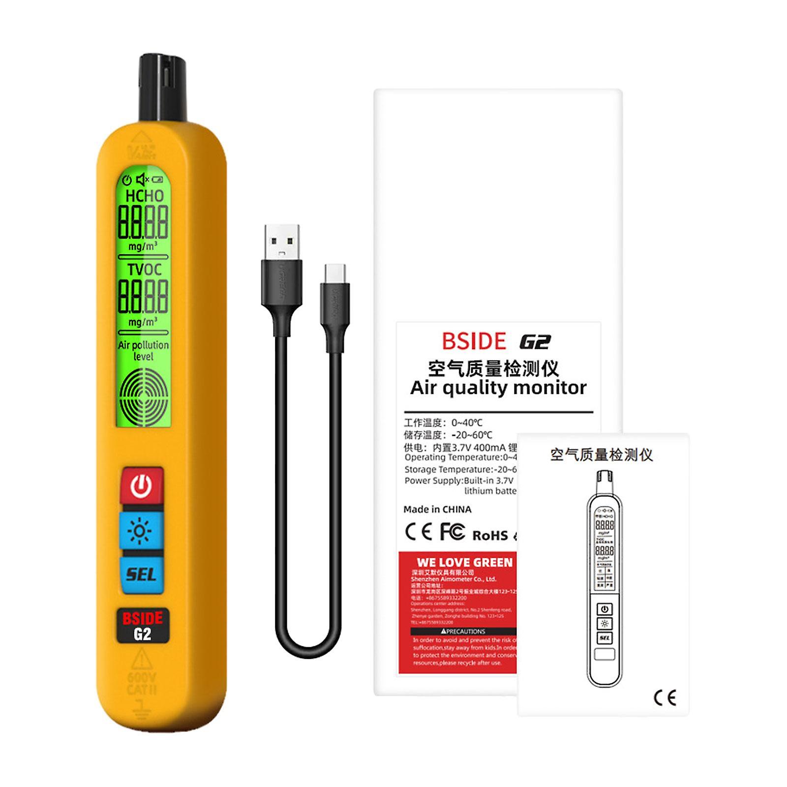 Portable Air Quality Detector Home USB Rechargeable,Digital Display Security Alarm Sound Analyzer Air Quality Tester