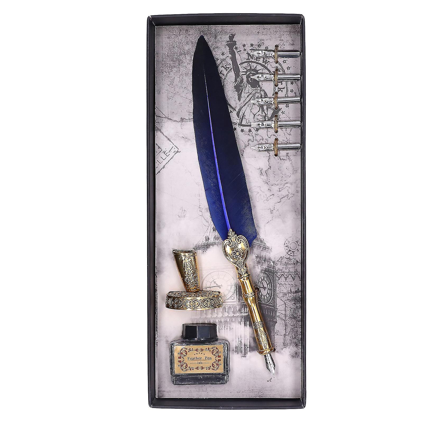 Exquisite - Elegant Stainless Steel Quill Pen for Smooth Writing (Blue)