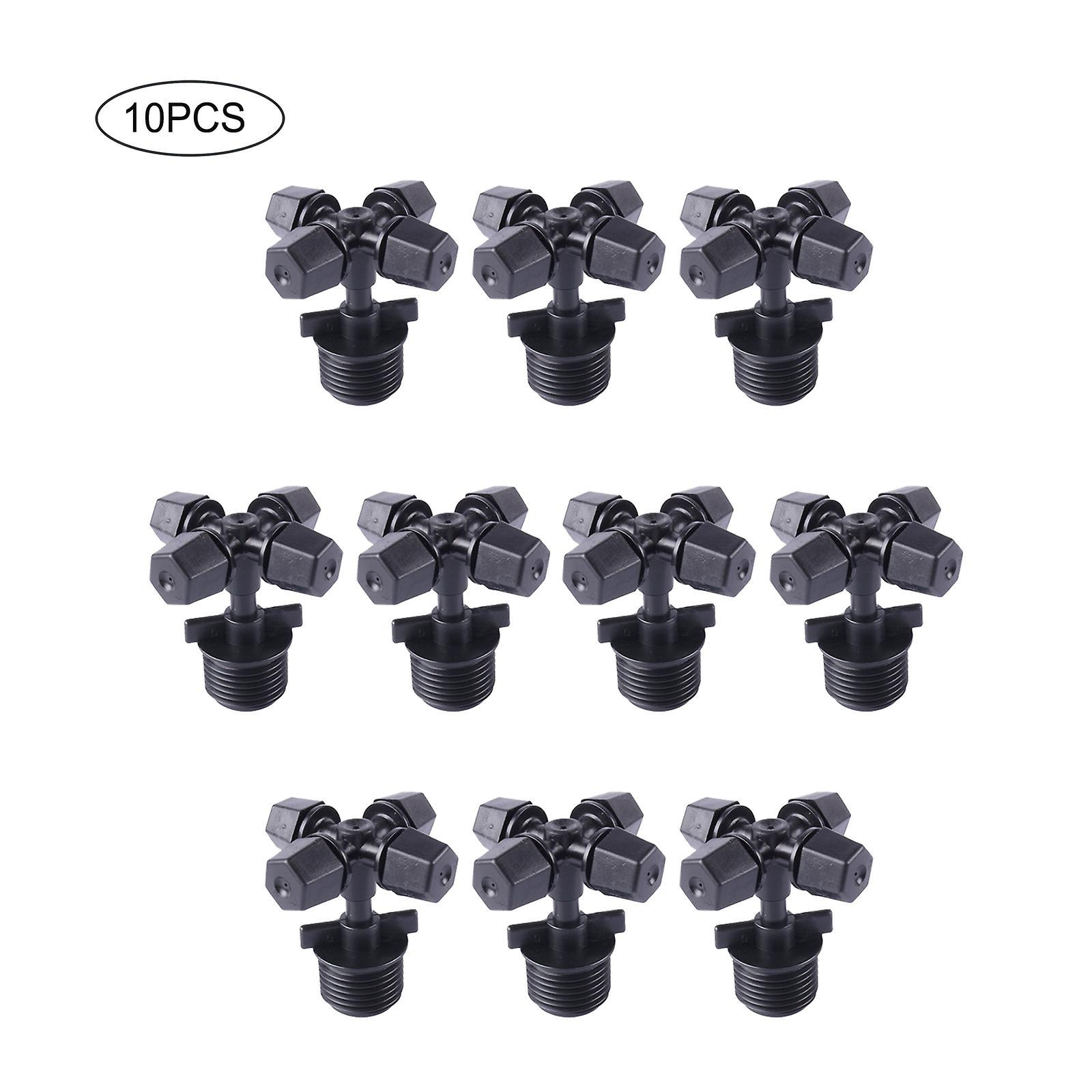 10pcs Irrigation Atomizing Nozzles 4 Points Thread Cross  Irrigation Atomizing Nozzles Black