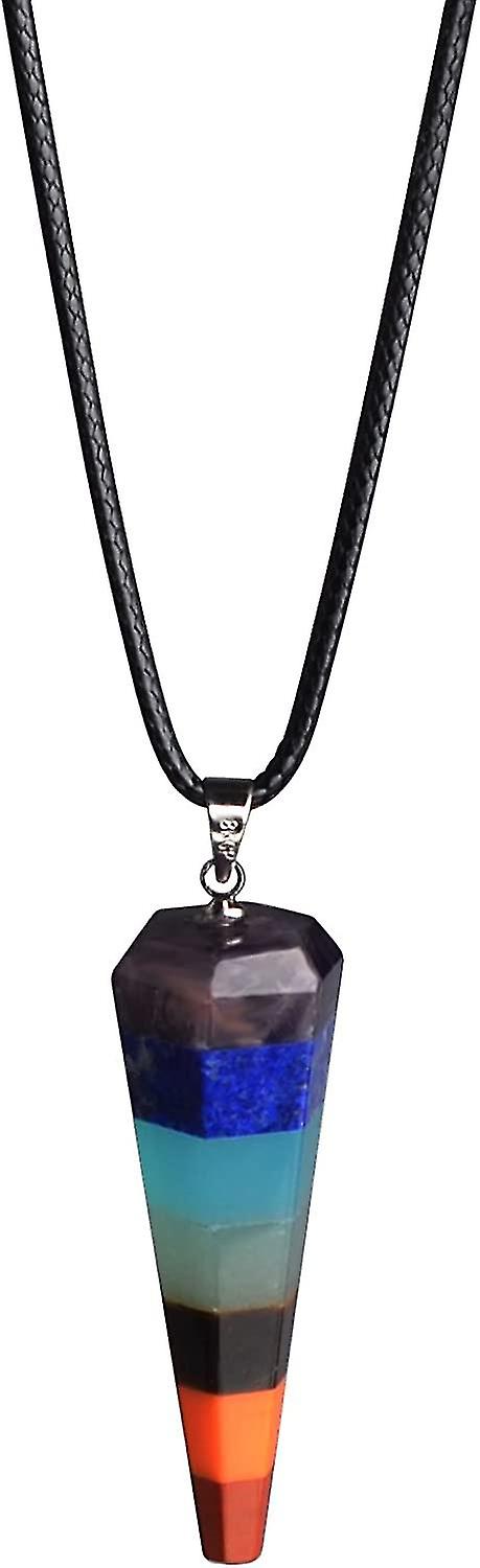 7 Chakra Necklace Energy Healing Crystal Yoga Necklace For Women Dowsing Divination Pendulum Gemstone Pendant