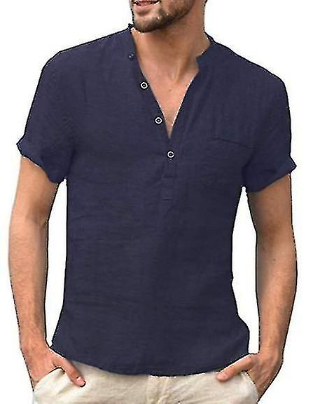 Summer Cotton Linen Short Sleeve Men's T-shirt S-5xl