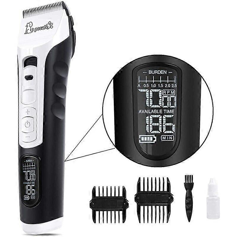Dog clipper, Professional Cordless Grooming Kit with LCD screen and 5 Rotation Speeds, Dog and Cat Clipper Can work for 4 hours, Ultra Silent Electric