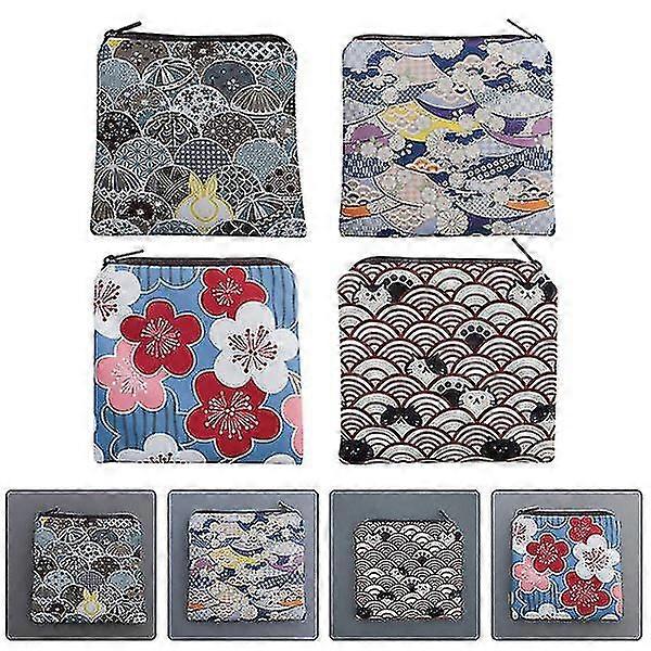 4 stk bærbare bindposer dekorative menstruasjonspute container leppestiftposer