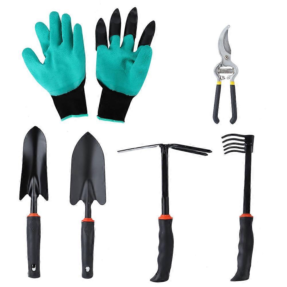 6Pcs Plants Cutting Pruning Shears Digging Gloves Shovel Rake Gardening Tool